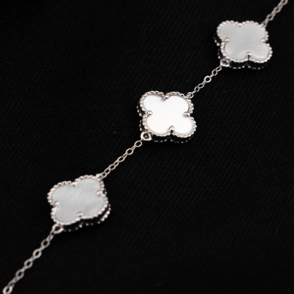 Pulsera VCA con 5 Nacar Blancos - Plata con baño de Rodio- PP10004 - Image 8