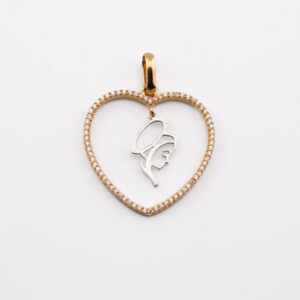 DO10005 - DIJE DE ORO CORAZON ENGASTADO Y VIRGEN  DOS OROS