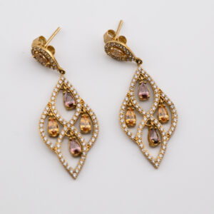 TO1002 - ARETES DE ORO LARGOS CON PIEDRAS - G 8.308