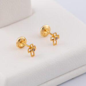 TO759 - TOPOS DE FLOR CON CRISTAL EN ORO DE 18K - G 0.553