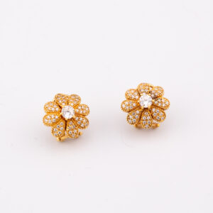 XO2 - ARETES OMEGA EN ORO DE 18K FLOR CON CRISTALES - G 7.262