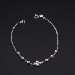 PP14 - PULSERA DE PLATA TREBOL DE 4 HOJAS CON BOLITAS FACETADAS - G 1.613