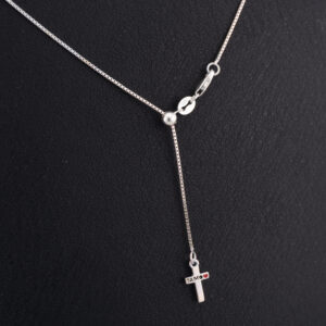 CP25 - CADENA DE PLATA VENECIANA AJUSTABLE CON CRUZ - G 2.773