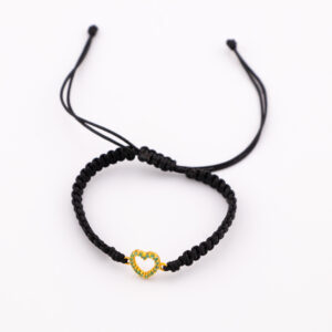 PO423 - PULSERA DE CORAZÓN EN TEJIDO MACRAME - ORO DE 18K- G 0.550