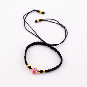 PO424 - PULSERA DE FLOR EN TEJIDO MACRAME - ORO DE 18K- G 0.740