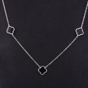 GXP2 - GARGANTILLA DE PLATA VC RODINADA CON PIEDRA DE ONIX - RF75