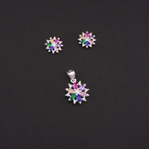 JXP8 - JUEGO DE PLATA - ARETES Y DIJE - G 2.871