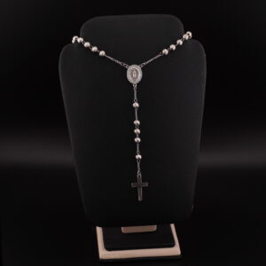 RP1 - ROSARIO DE PLATA RODINADO CON VIRGEN DE NACAR - G