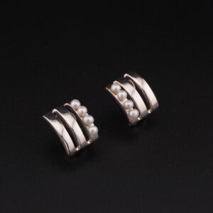 TXP8 - TOPOS OMEGA EN PLATA RODINADA CON PERLAS - G 6.5