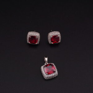 JXP17 - JUEGO DE PLATA CRISTAL ROJO - RF85